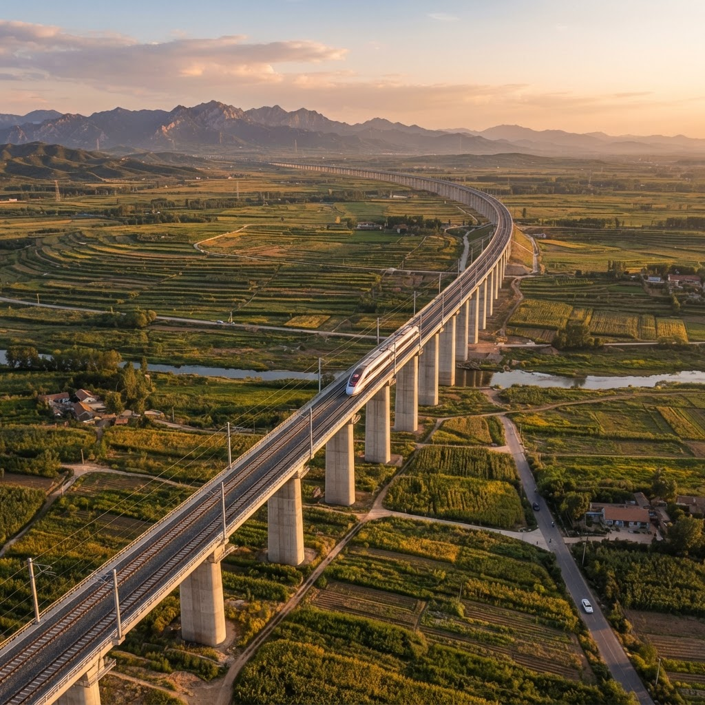 Vista aérea de una gran infraestructura en un valle